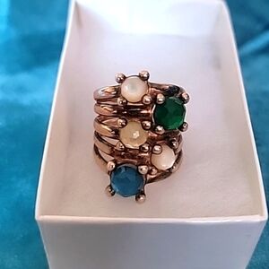 Ippolita Rose Gold Plated 925 Silver Five Stone Cocktail Ring Size 6